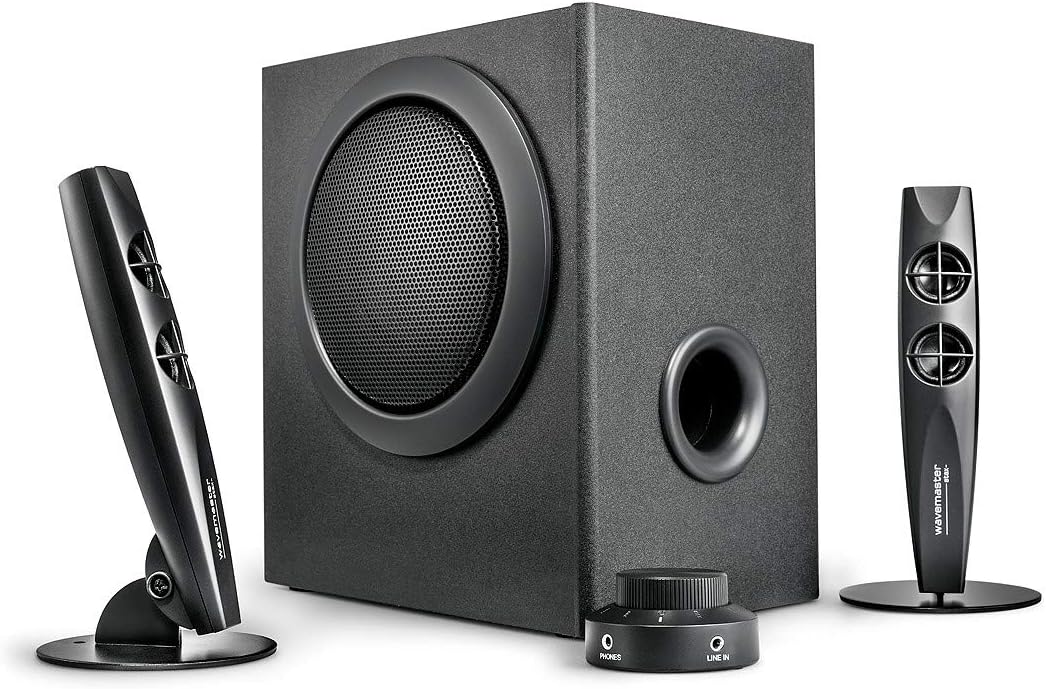 Wavemaster STAX 2.1 Lautsprecher System (46 Watt) Aktiv-Boxen für TV/Tablet/Smartphone/PC schwarz (6
