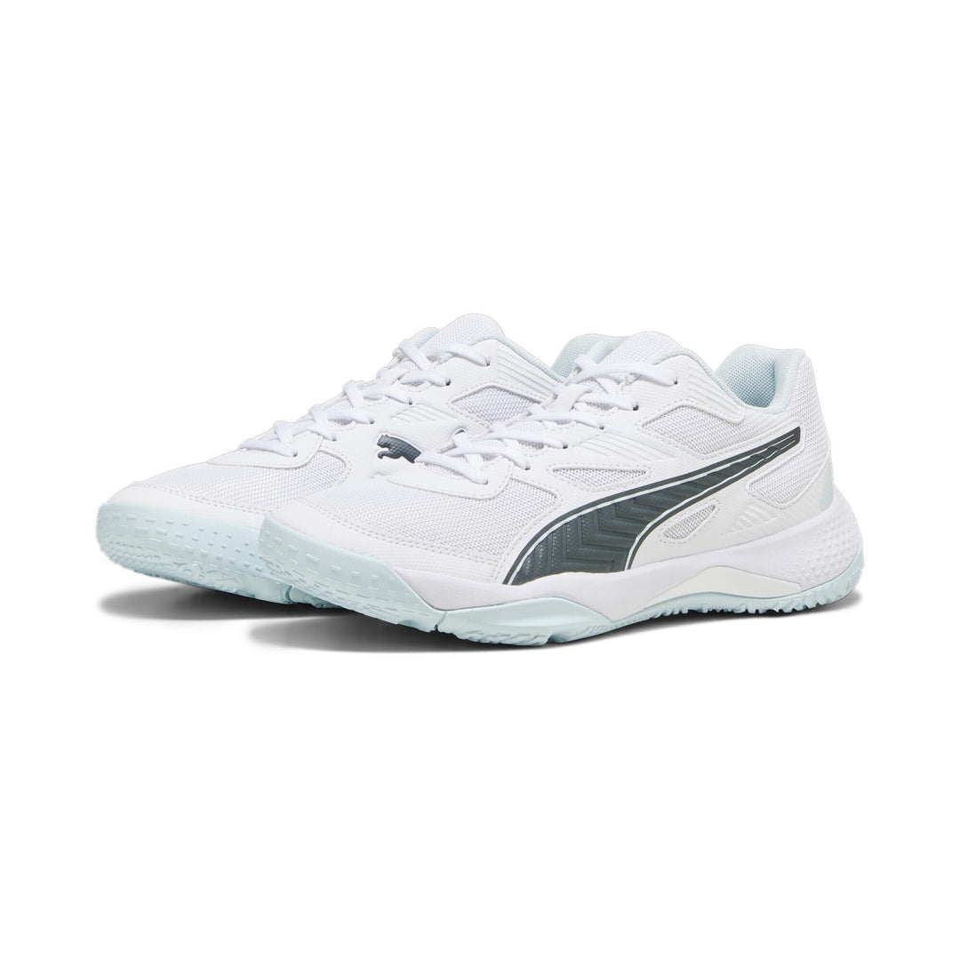 PUMA Unisex Solarflash Ii Indoor Court Shoe 38.5 EU Puma White Nitro Blue Shadow Gray, 38.5 EU Puma