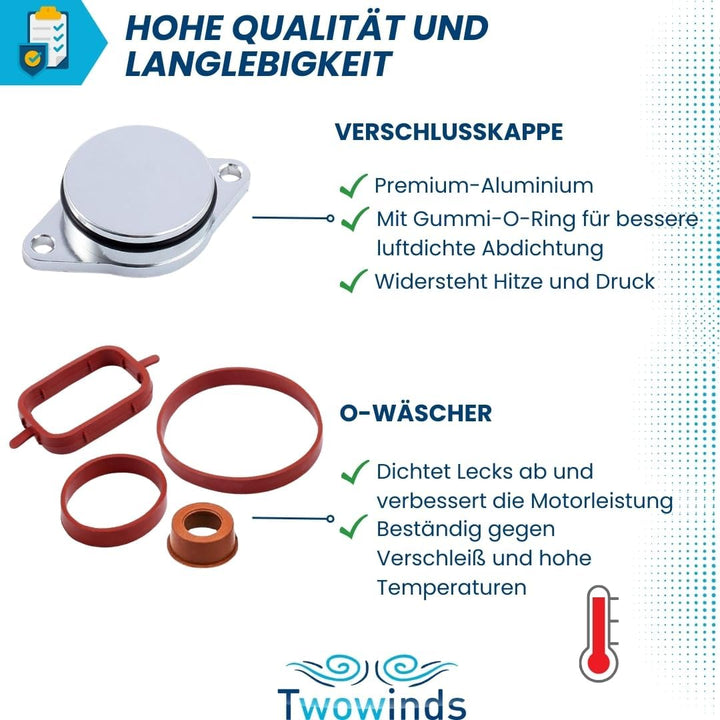 Twowinds - Ansaugbrücke Drallklappen Dichtungssatz für 330d 335d 530d 730d 535d X3 X5 X6 E39 E46 (6