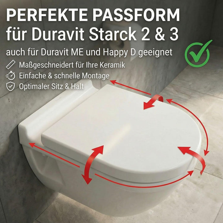 Toilettensitz mit Softclose passend für Duravit Starck 3, Starck 2 & Duravit ME – reparierbar, langl