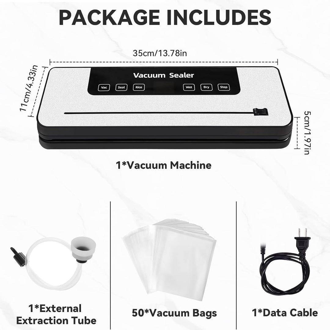 6-in-1 Vakuumiergerät,inkl. 40 Vakuumier-Beutel,Externer Absaugschlauch,Lebensmittel Vakuumierer mit