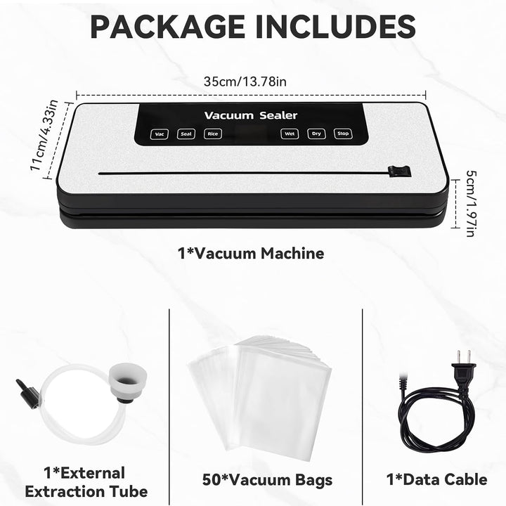6-in-1 Vakuumiergerät,inkl. 40 Vakuumier-Beutel,Externer Absaugschlauch,Lebensmittel Vakuumierer mit
