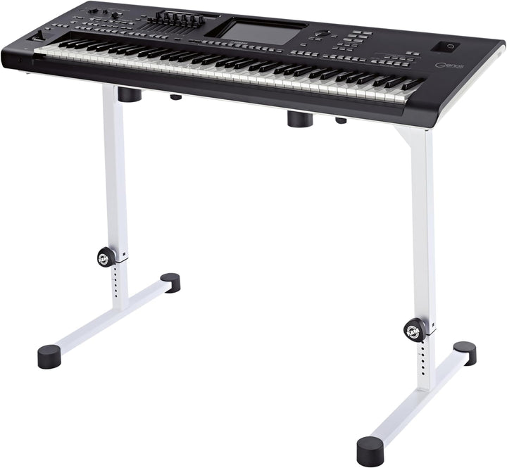 K&M 18810 Keyboardtisch Omega Reinweiss - aus Stahl mit 4 Kabelklemmen - flaches Packmass - vielfach