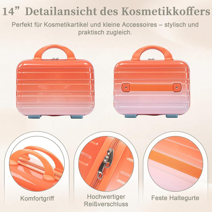 Hartschalen-Koffer Trolley Handgepäck Rollkoffer, Reisekoffer Set mit 4 Rollen, 2er Gepäckset, Blau