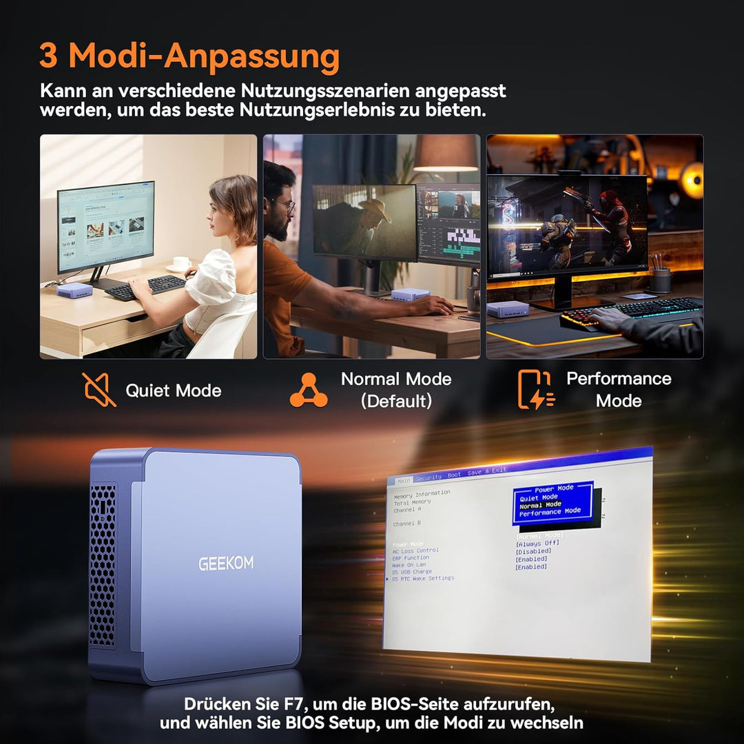 GEEKOM Mini PC AX8 Max Windows 11 Pro Vorinstalliert mit AMD Ryzen 7 8745HS,16GB DDR5+1TB SSD, AMD R