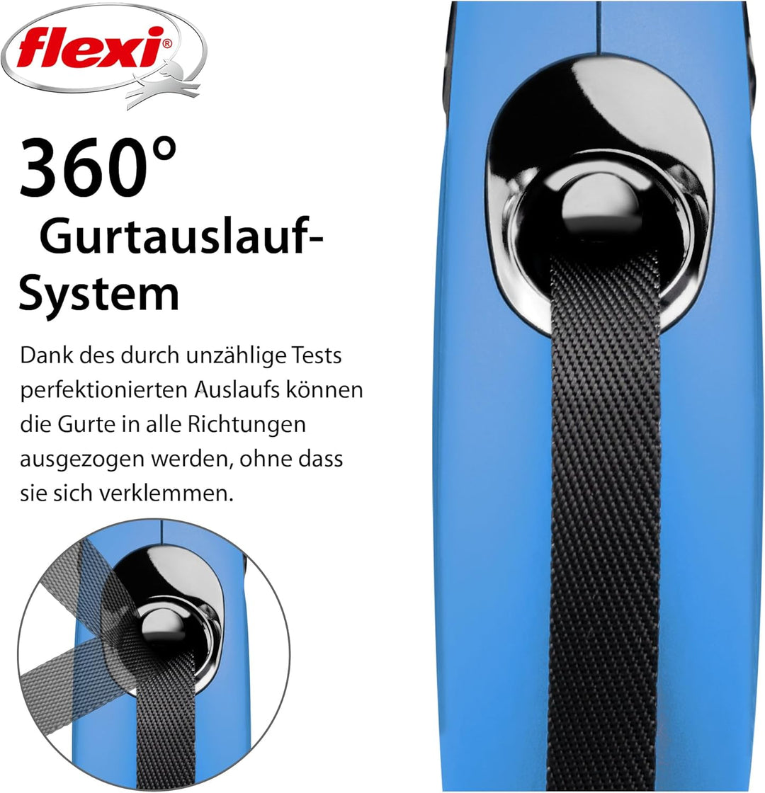 flexi® Classic S Gurt 5 m blau, Roll-Leine für Hunde bis 15 kg, S
