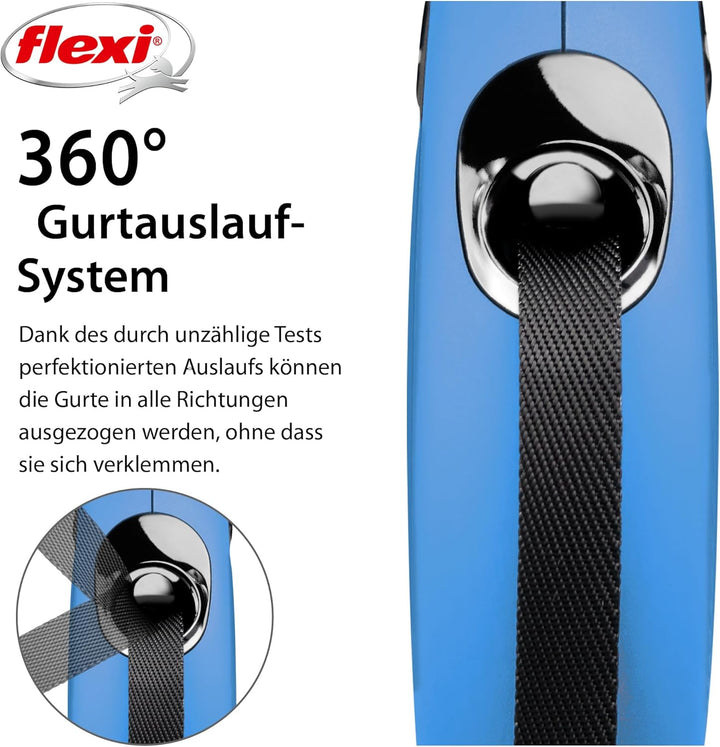 flexi® Classic S Gurt 5 m blau, Roll-Leine für Hunde bis 15 kg, S