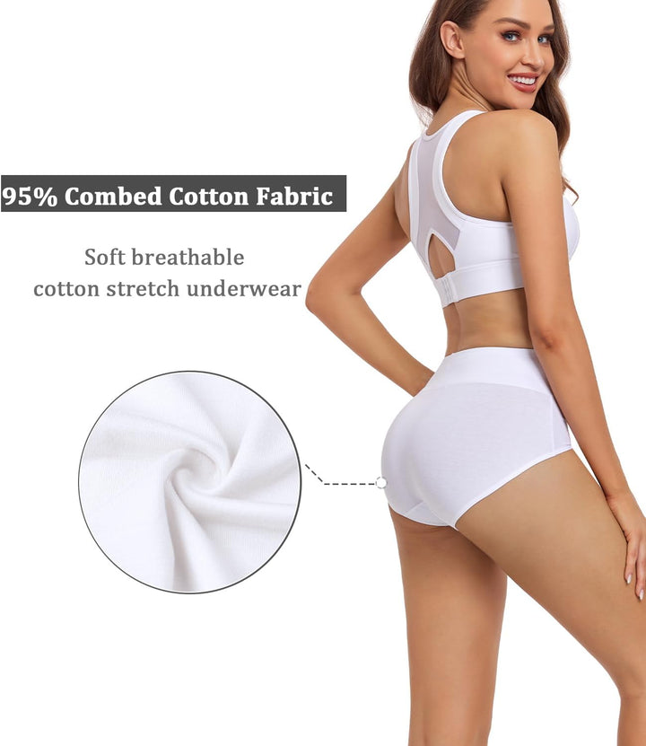 wirarpa Damen Unterhosen Baumwolle Unterwäsche Slips Damen Hohe Taille Taillenslip Weich Frauen 5er