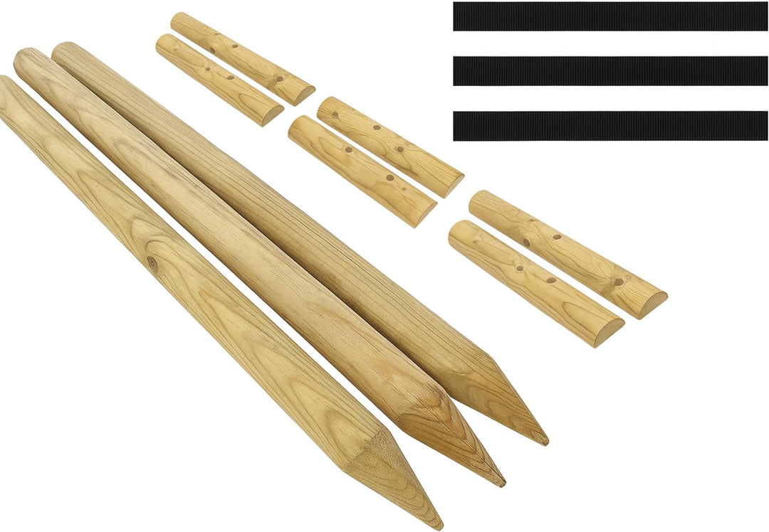 Baumstütze Komplettset Rankhilfe Baumpfahl ø 6cm Länge: 200 cm Pflanzenhalter 3 x Holzpfosten 3X Sch
