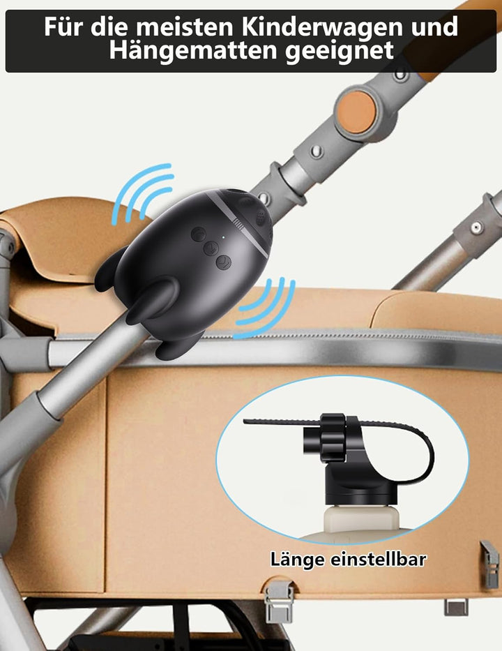 Kinderwagenschaukler, Wiederaufladbar Schlafhilfe für Baby mit 0-7000 U/min und Timer, kinderwagen S