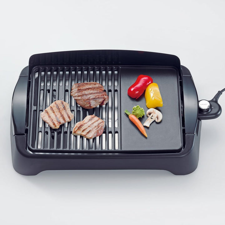 Cloer 656 Barbecue Elektrogrill, Tischgrill mit Spritzschutz, grosse Grillfläche 43 x 30,5 cm , Anti