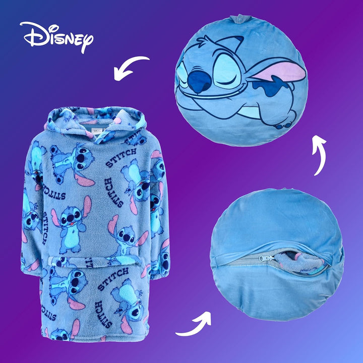 Disney Stitch Sweatshirt Mädchen, Kapuzendecke mit Design Weiche Fleecedecke Lässt sich in ein Kisse