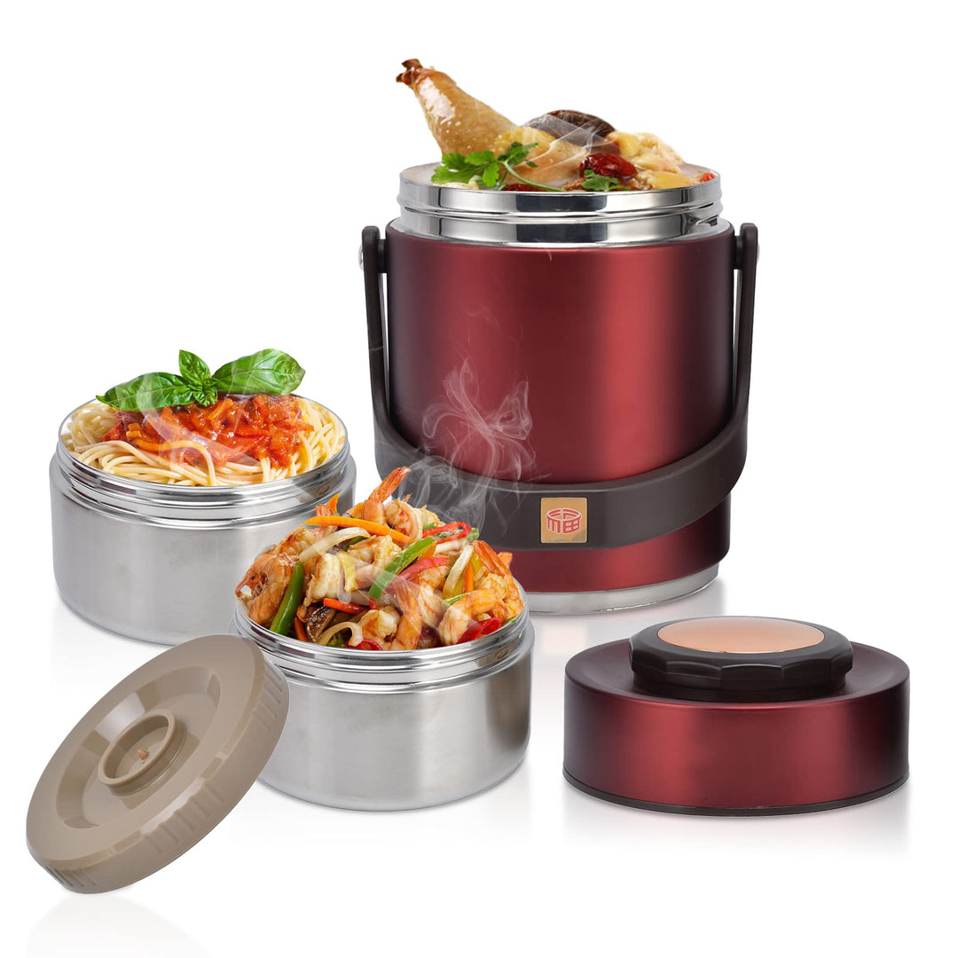 Food Flask 1,5L Edelstahl Essen Thermobehälter Doppelwand Isolierbehälter Warmhaltetopf für Warme Sp