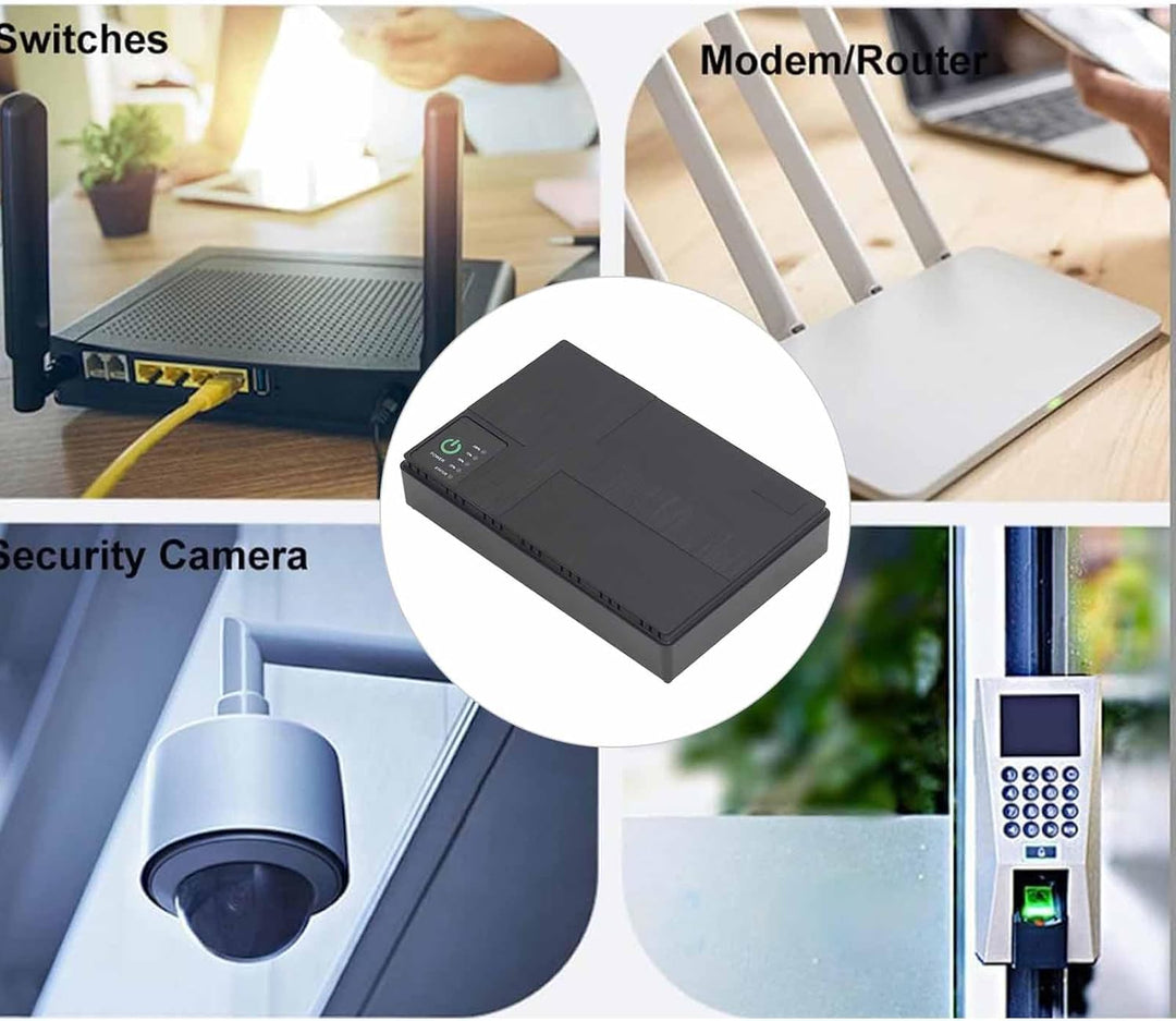 Mini UPS Batterie Backup, 10400mAh 18Wh Unterbrechungsfreie Stromversorgung mit DC 12V 9V 5V 2A Ausg