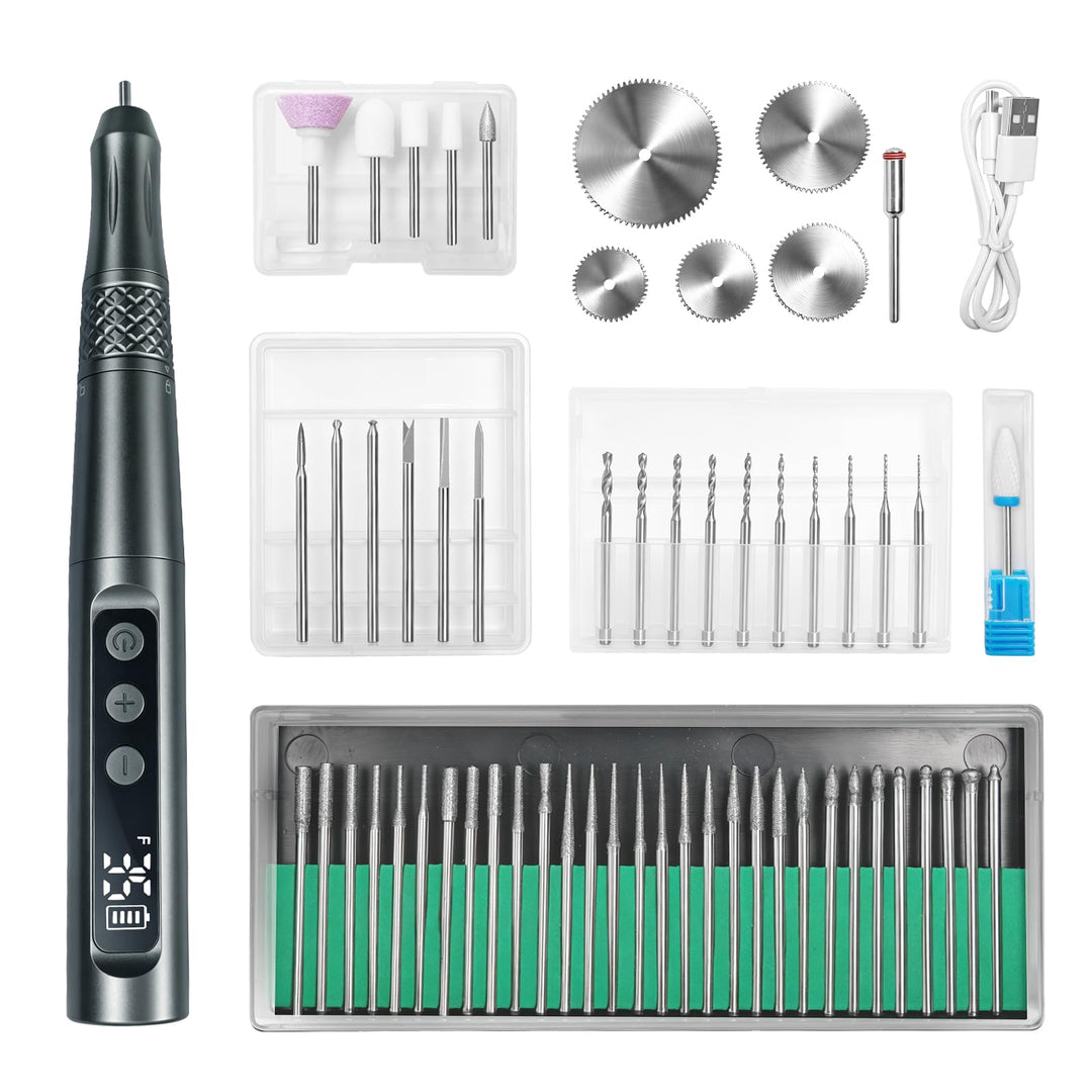 CGBE 35-Gang-Regler Gravierstift mit 58 Gravurzubehör: USB-Aufladung Elektrischer Mini Gravurstift S