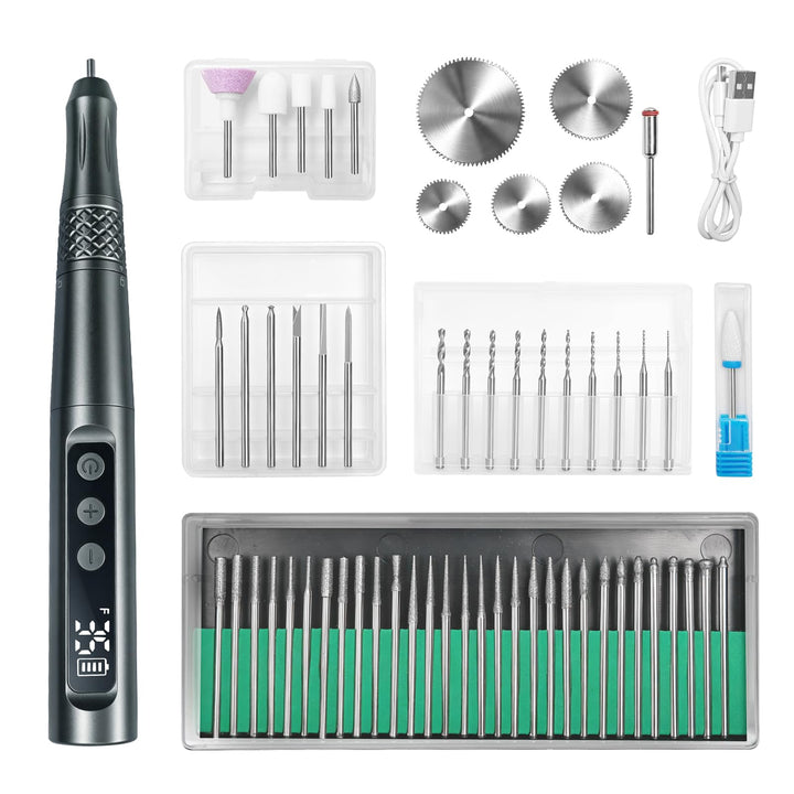 CGBE 35-Gang-Regler Gravierstift mit 58 Gravurzubehör: USB-Aufladung Elektrischer Mini Gravurstift S
