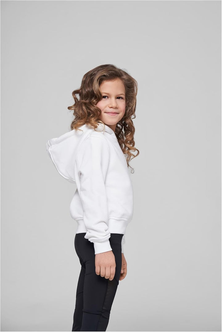 Build Your Brand Mädchen By113-girls Cropped Sweat Hoody Hooded Sweatshirt (1er Pack) 110 Weiss, 110