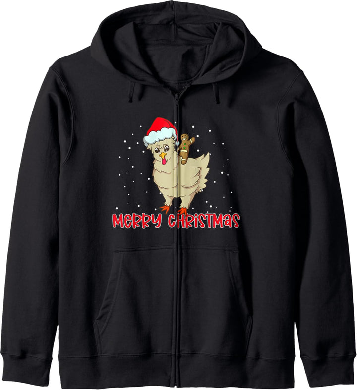 Lebkuchenmann reitet Huhn - Lustiges Weihnachts Kapuzenjacke