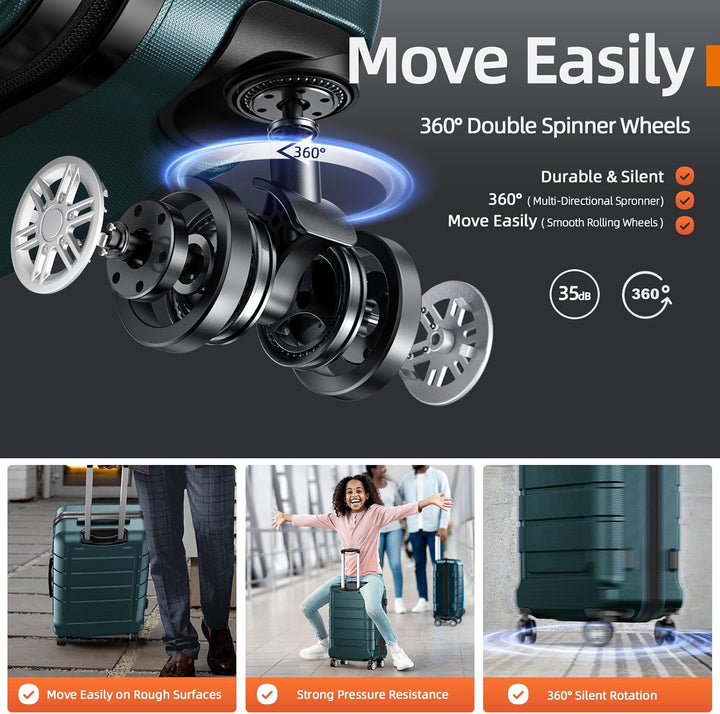 SHOWKOO Kofferset 5 Teilig Hartschale Leicht ABS+PC Erweiterbar Reisekoffer Haltbar Handgepäck Sets