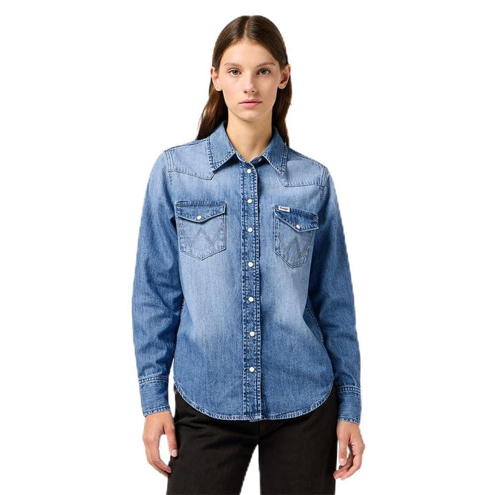 Wrangler Damen Heritage Shirt Shirt S Blue Melon Wash, S Blue Melon Wash