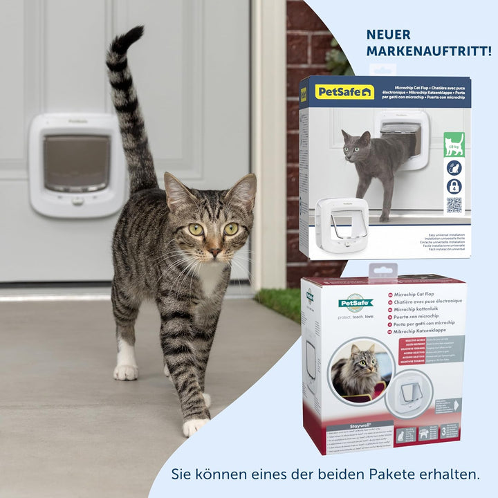 PetSafe Mikrochip-Katzenklappe, batteriebetriebene Haustierklappe, 4-Wege-Verriegelung und einfache