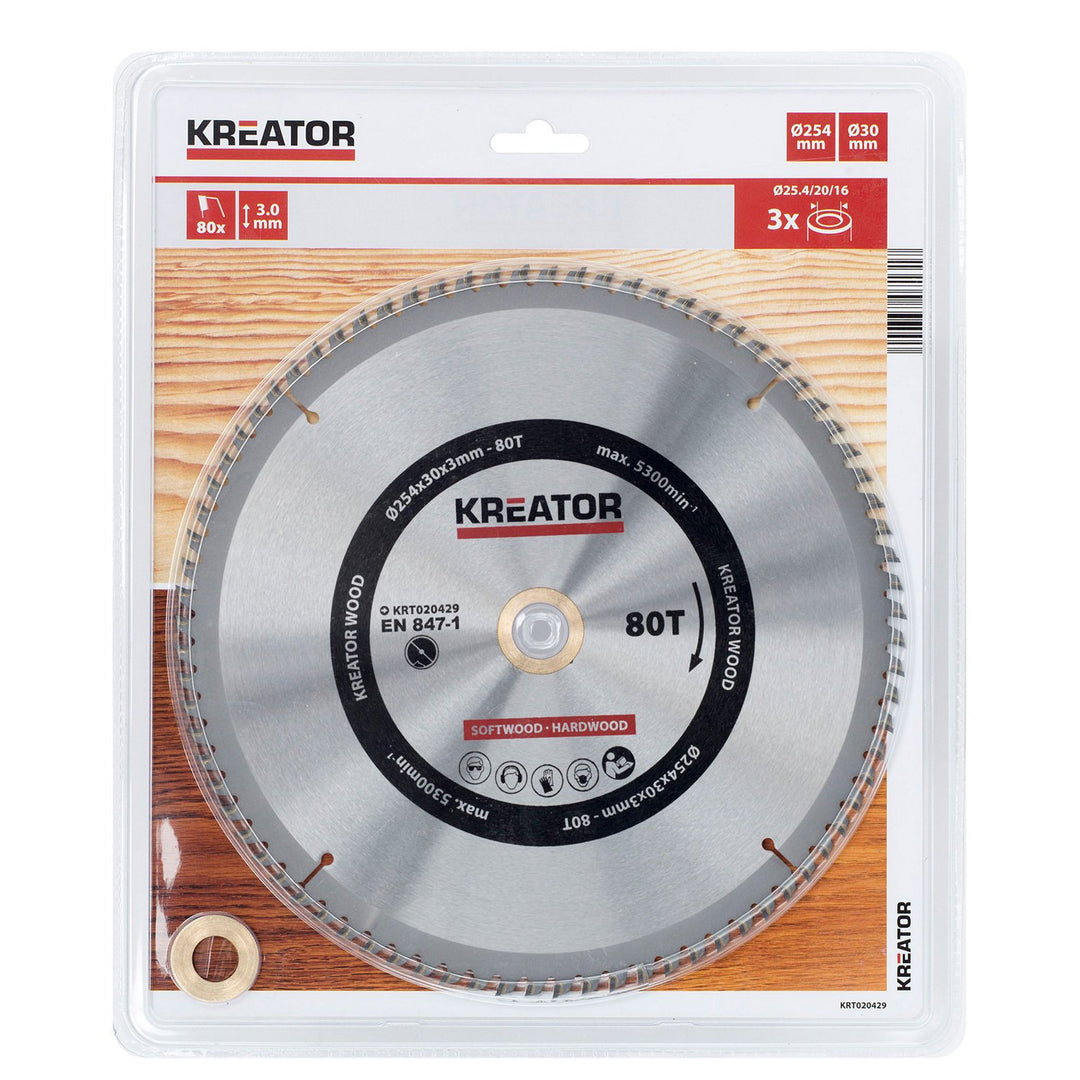 KREATOR Holzsägeblatt 254mm80d KRT020429