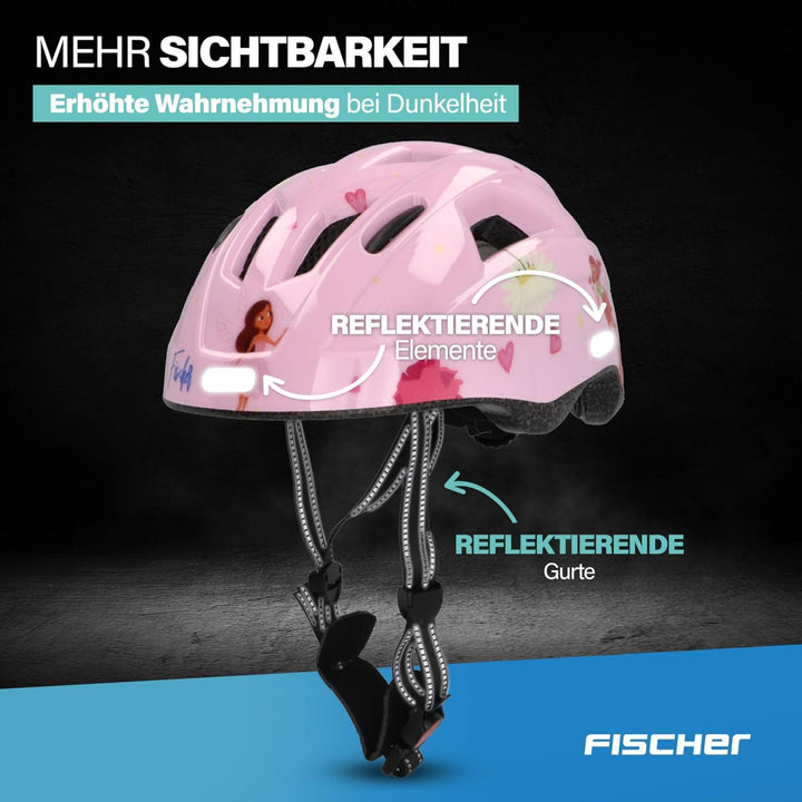 FISCHER Kinder-Helm, Fahrradhelm, Jugendhelm mit integriertem LED-Rücklicht, XS/S, 48-54cm Fairy, Fa