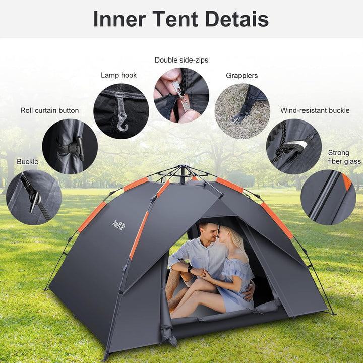 Amflip Camping Zelt Automatisches 2 Mann Personen Instant-Zelt Pop Up Kuppelzelt 4 Jahreszeiten Wass