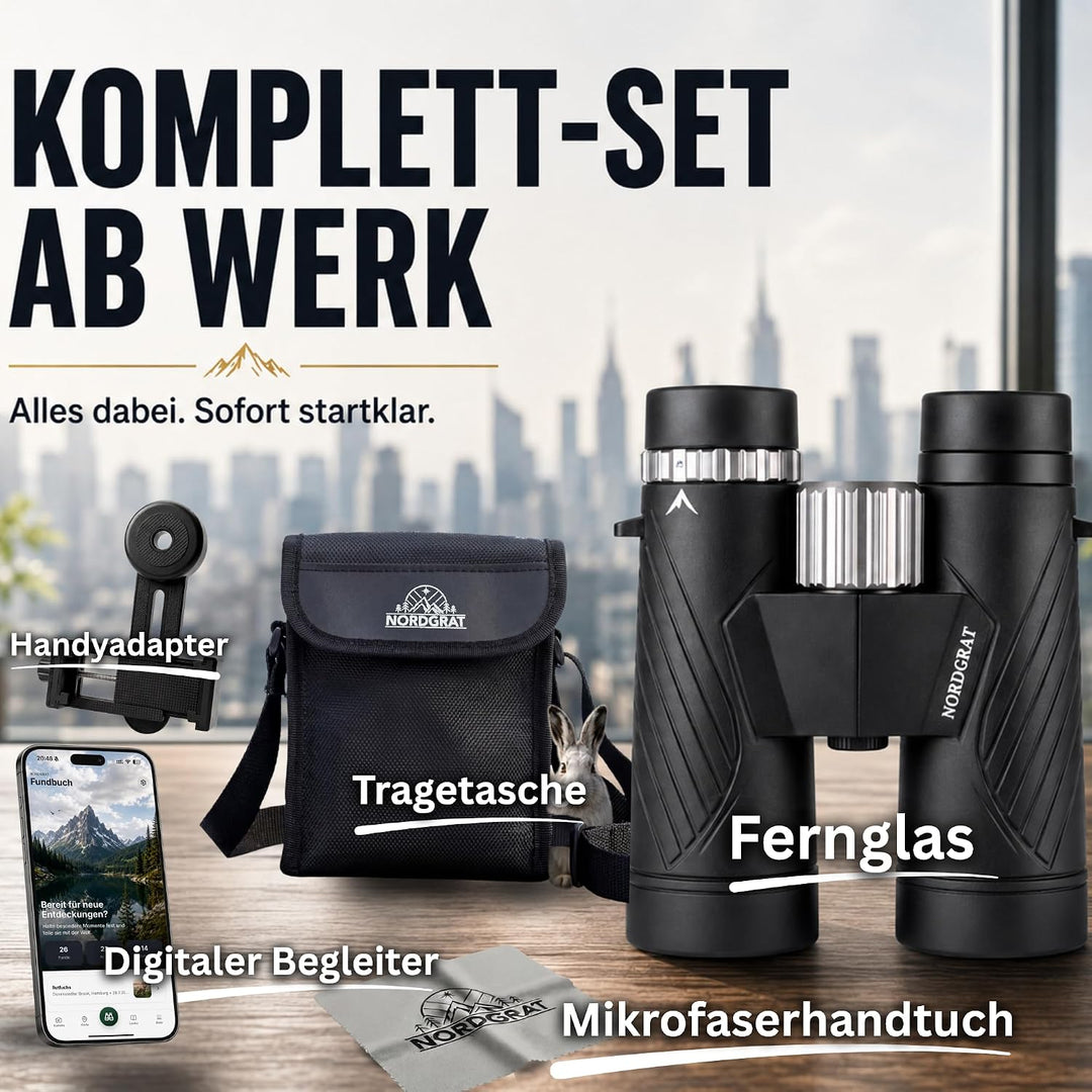 Fernglas 10x42 für Erwachsene – IPX7 wasserdicht, BAK-4-HD-Prisma, FMC-Linsen, phasenkorrigiert, für