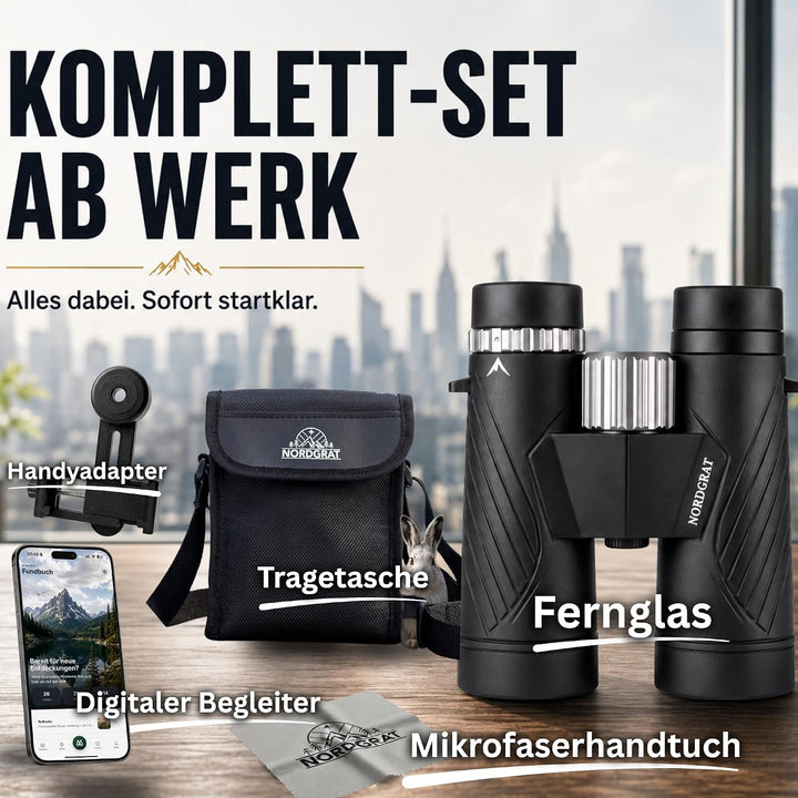 Fernglas 10x42 für Erwachsene – IPX7 wasserdicht, BAK-4-HD-Prisma, FMC-Linsen, phasenkorrigiert, für