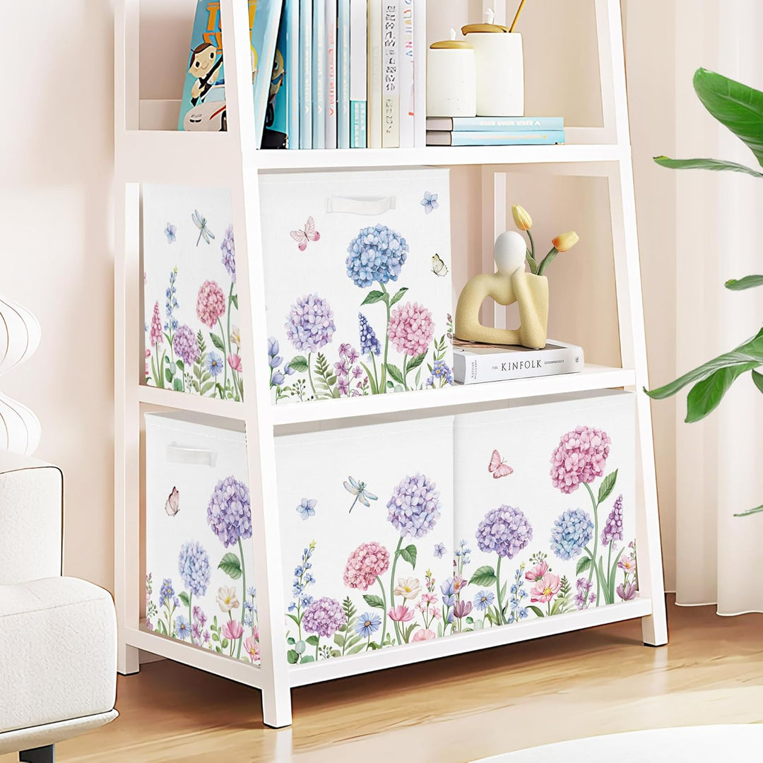 Clastyle 3 Stück Wildblumen Frauen Aufbewahrungsbox Stoff für Kallax Faltbar Aufbewahrungskorb Klein