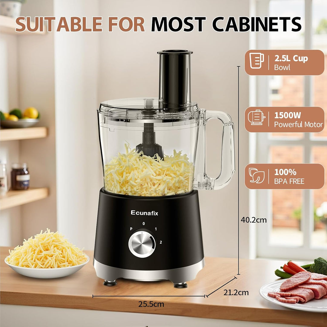 Küchenmaschine &amp; Zerkleinerer 1500 W, 2,5L, Food Processor mit 2L Standmixer, 200ML Kaffeemühle für