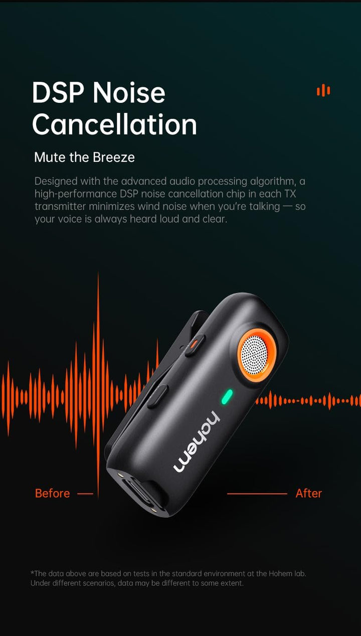 hohem MIC-01 Wireless Lavalier Mikrofon für iPhone iPad, mit Geräuschunterdrückung, MFi-Zertifiziert