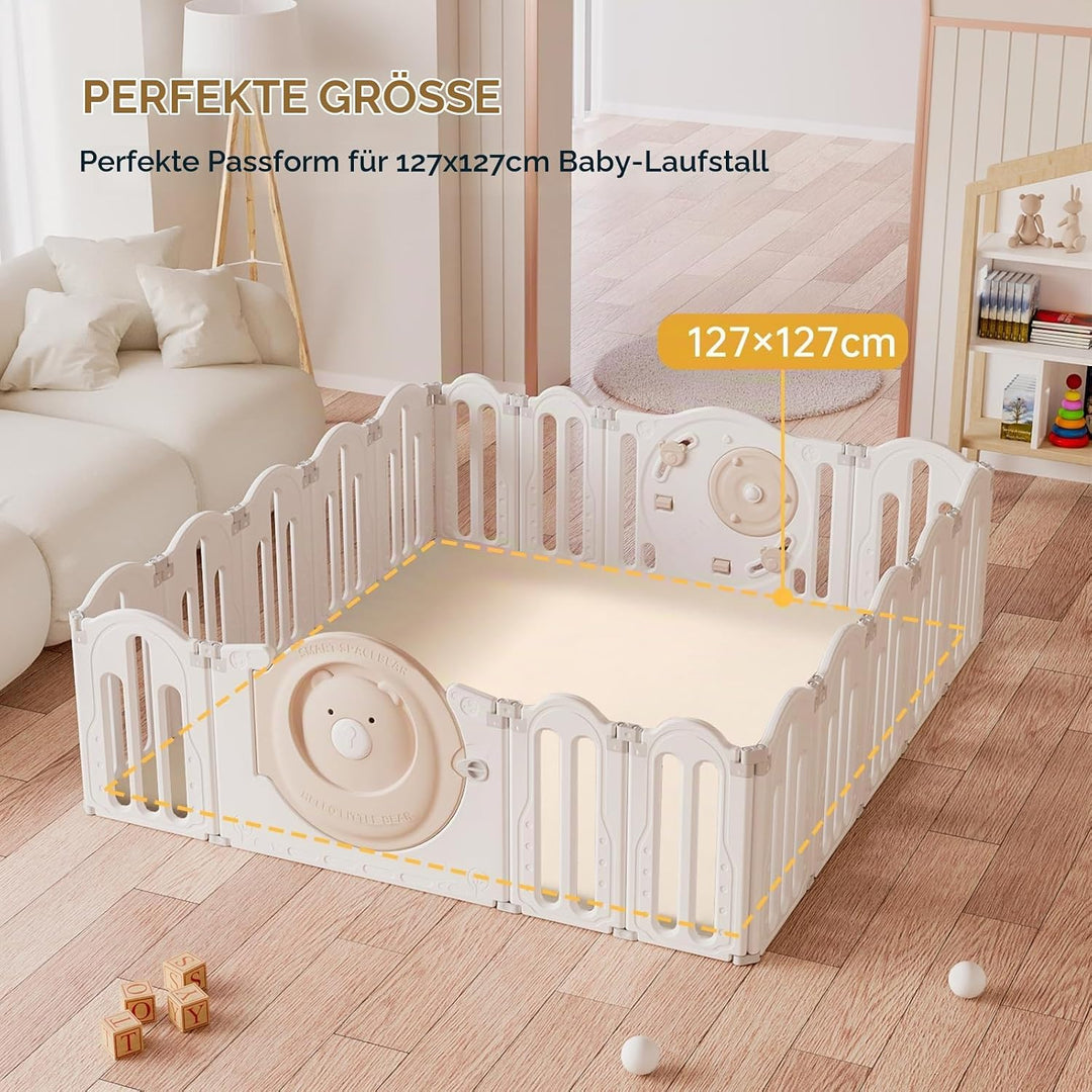 Leder Krabbelmatte Baby 125x125x3cm Beige: Extra Dicke Spielmatte für Baby &amp; Kinder - Weich &amp; Wasser
