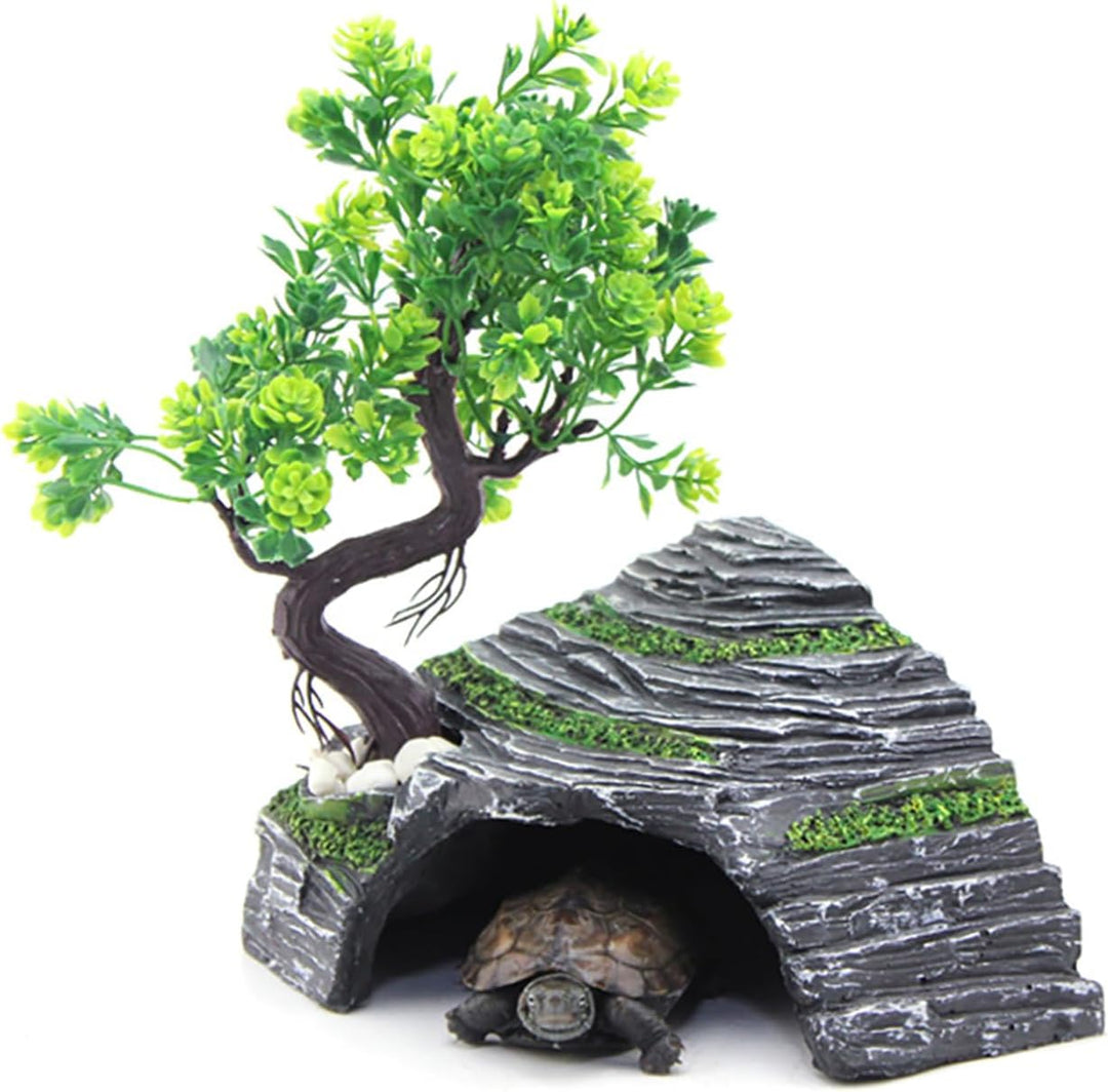 OMEM Reptilienbox Unterschlupf Terrarium Versteck Höhlen Schildkröte Rampe Basking Platform Habitat