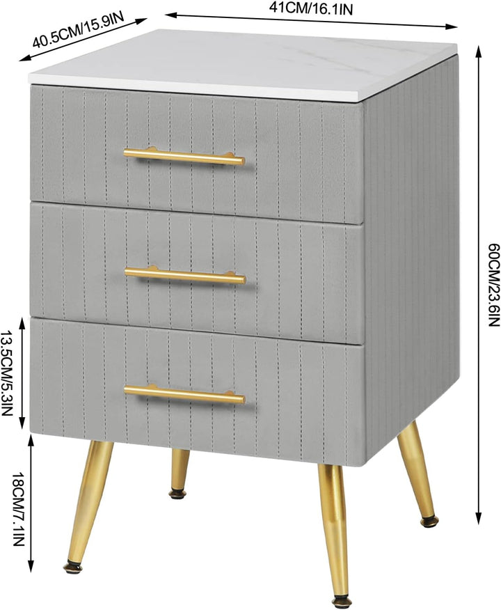 WOLTU Nachttisch Nachtschrank für Boxspringbett, 3 Schubladen aus Massivholz, Kommode mit Schubladen
