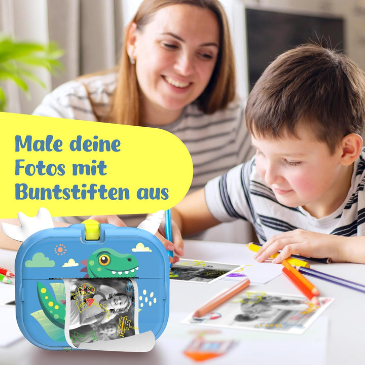 CUBIDI® - Kinder Kamera Sofortbildkamera - Digitalkamera Kinder mit Druckpapier & 32GB Karte Jungen