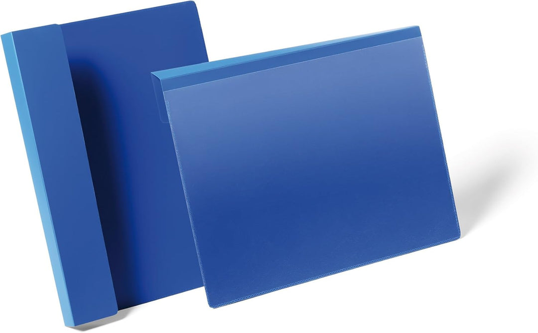 Durable Kennzeichnungstasche mit Falz, für Dokumente in A4 quer, Packung à 50 Stück, dunkelblau, 172