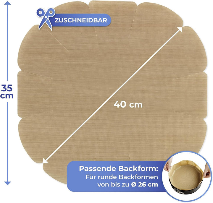 Maximex Antihaft-Backform-Zuschnitt rund, Wiederverwendbare Dauerbackfolie, Hitzebeständig bis 260°C