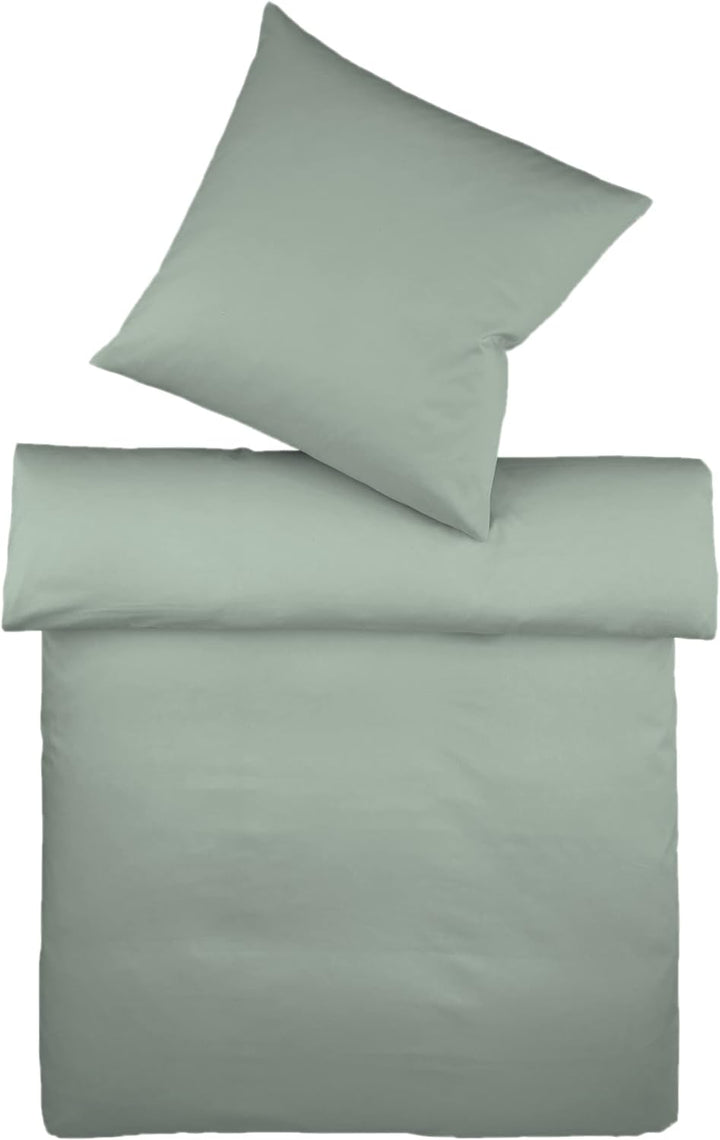 fleuresse Halbleinen Bettwäsche Provence Salbei, 1 Bettbezug 135 x 200 cm + 1 Kissenbezug 80 x 80 cm