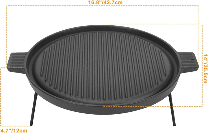 Onlyfire Gusseisen Grillplatte mit Abnehmbaren Füssen, BBQ Griddleplatte für Solo Stove 15" Ranger F
