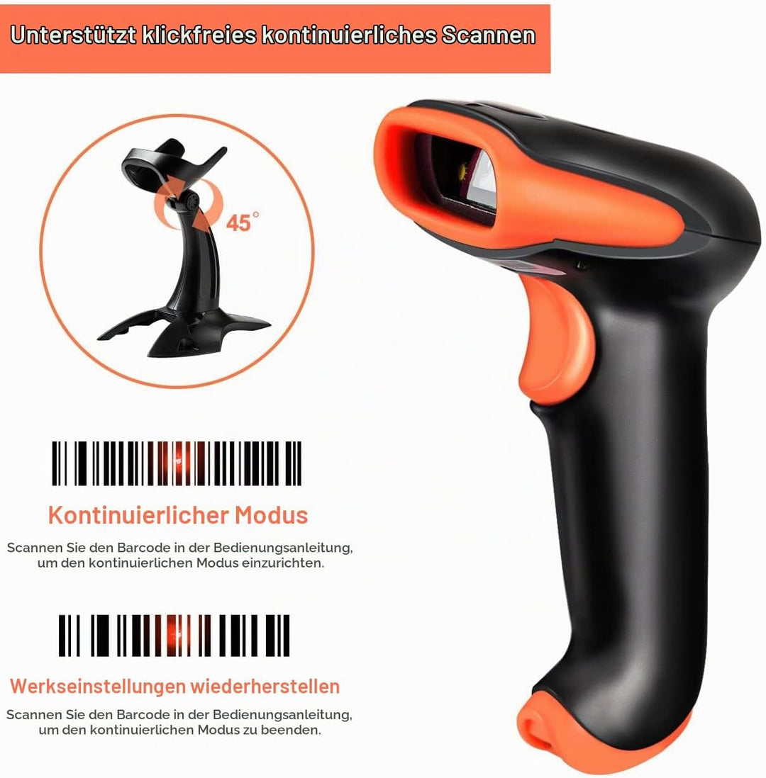 Tera Barcode-Scanner 1D 2D QR 3 in 1 Wireless 2.4 GHz/Bluetooth/USB Wired Barcode-Lesegerät mit Stän