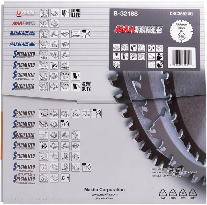 Makita MakForce Saegeblatt, 355 x 30 mm, 24Z, B-32188