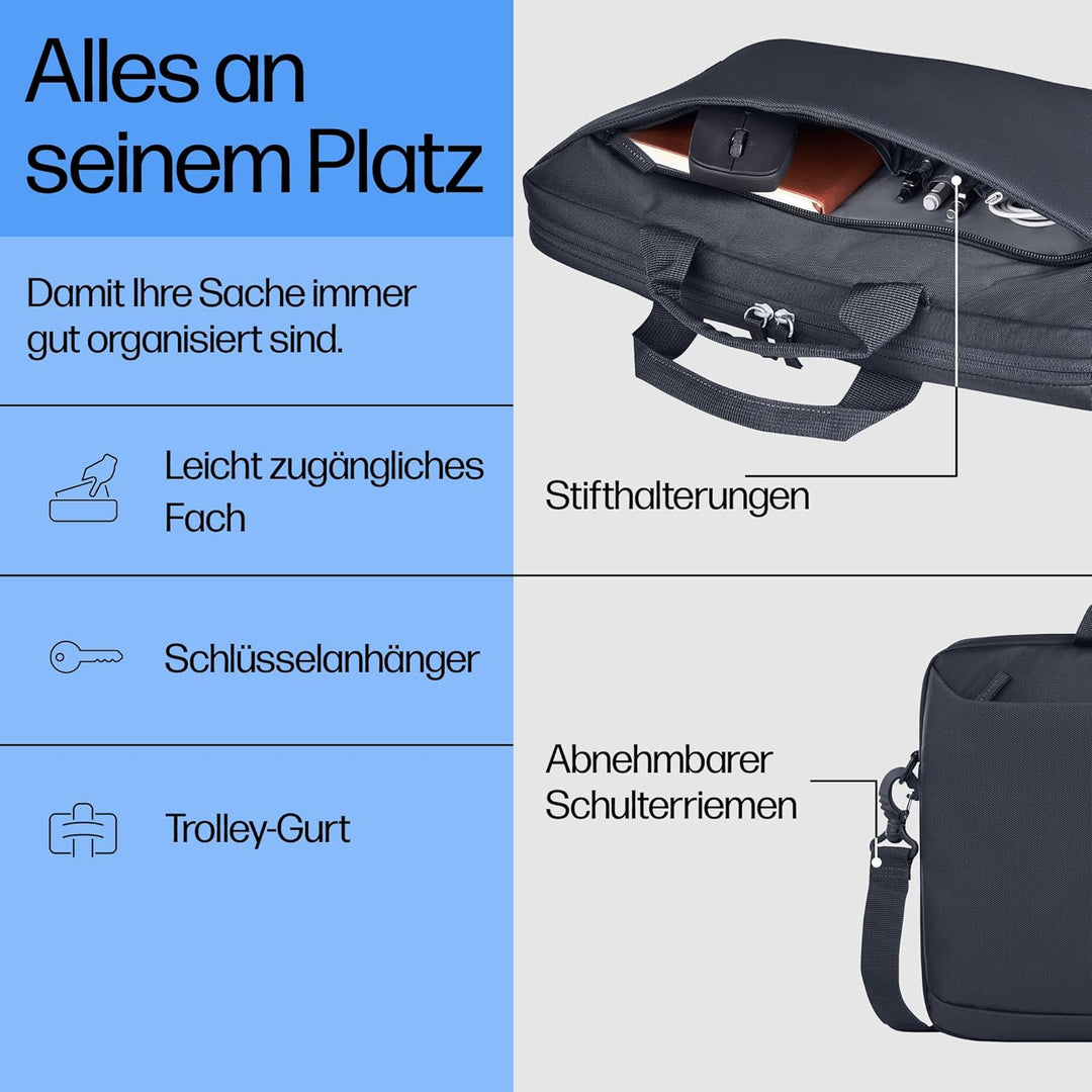 HP Everyday 16 Zoll Laptop-Aktentasche – Wasserabweisend, Vielseitig mit Abnehmbarem Schultergurt un