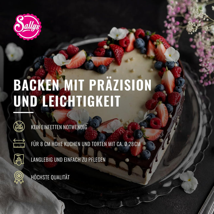 Sallys Backform Herz 28 x 8 cm, Kuchenform Herz, Antihaft Herzform aus rostfreiem Edelstahl, Herzbac