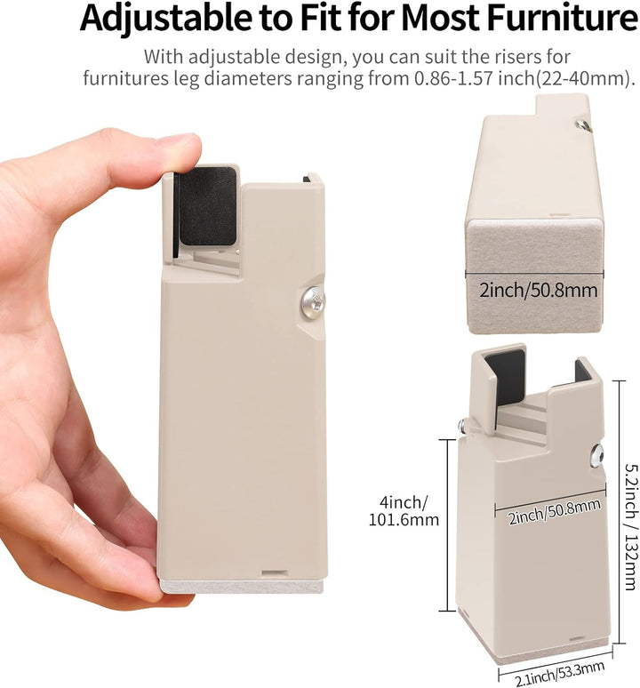 RCHYFEED Verstellbare Betterhöhung Möbelerhöhung 10cm mit Schraubklemme, Gray Betterhöher 4 Zoll Sch