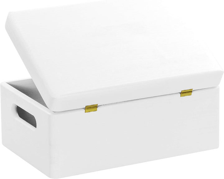 LAUBLUST Grosse Holzkiste Deckel und Griffe - 30x20x14cm, Weiss, FSC® | Allzweck-Kiste aus Holz - Au