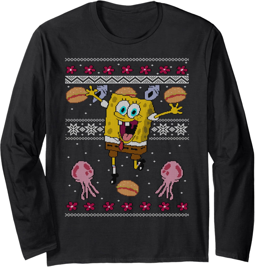 SpongeBob SquarePants Christmas Ugly Sweater Jellyfish Langarmshirt