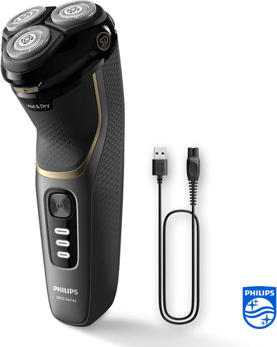 Philips Shaver Series 3000 – Elektrischer Nass- und Trockenrasierer für Männer in Schwarz, mit SkinP