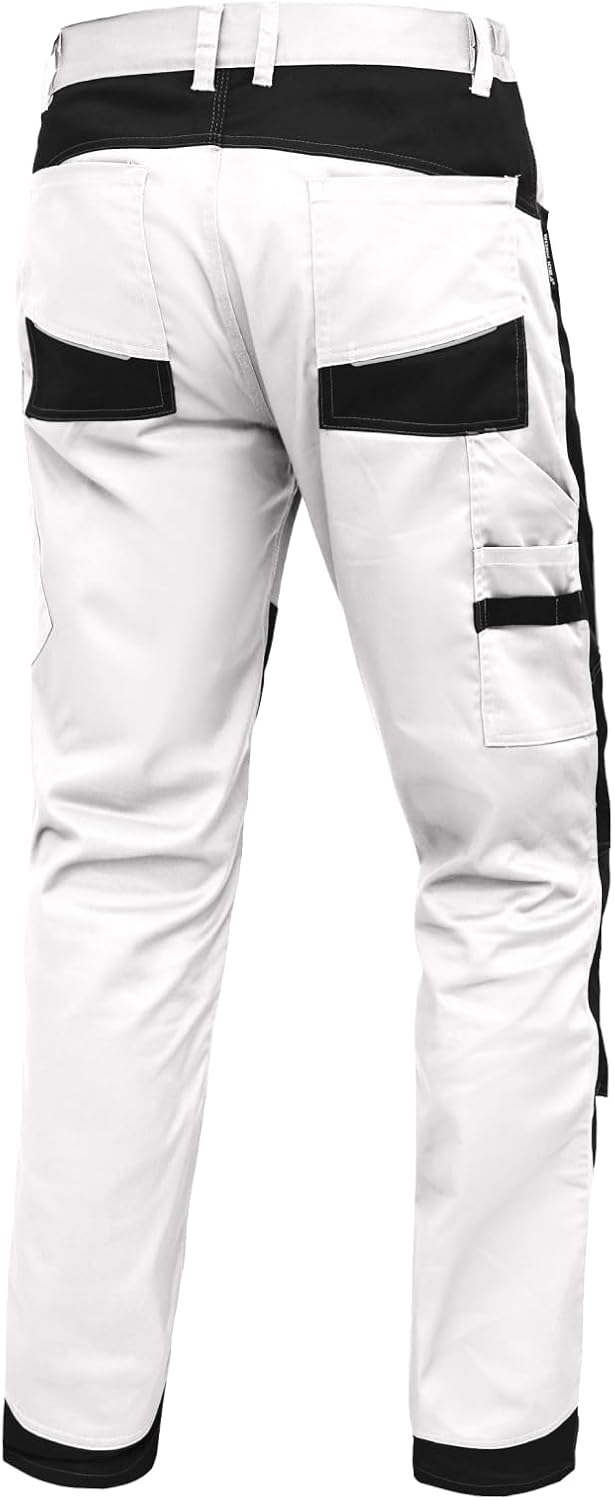 WORK IDEA Herren Stretch-Arbeitshose mit zahlreichen Taschen und Werkzeugtaschen Weiss 42, Weiss 42